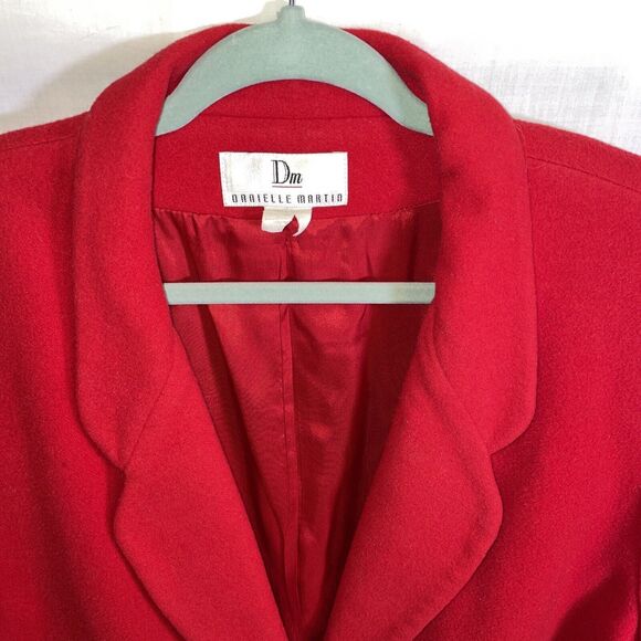 Danielle Martin Dress Coat Women’s Size Large Red Wool Blend Button Up Long Slv - Picture 3 of 12